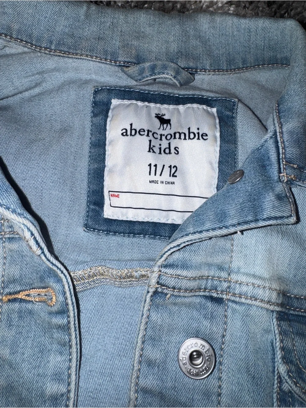 abercrombie kids light blue distressed denim jacket